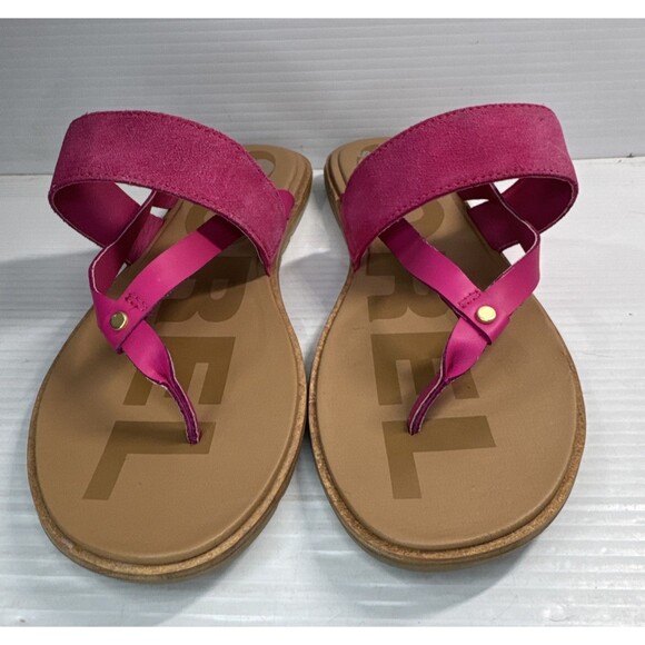 SOREL Woman’s Ella II Easy Flip T-Strap Sandals Thongs Fuchsia Fizz Sea Salt 11 - Picture 4 of 9